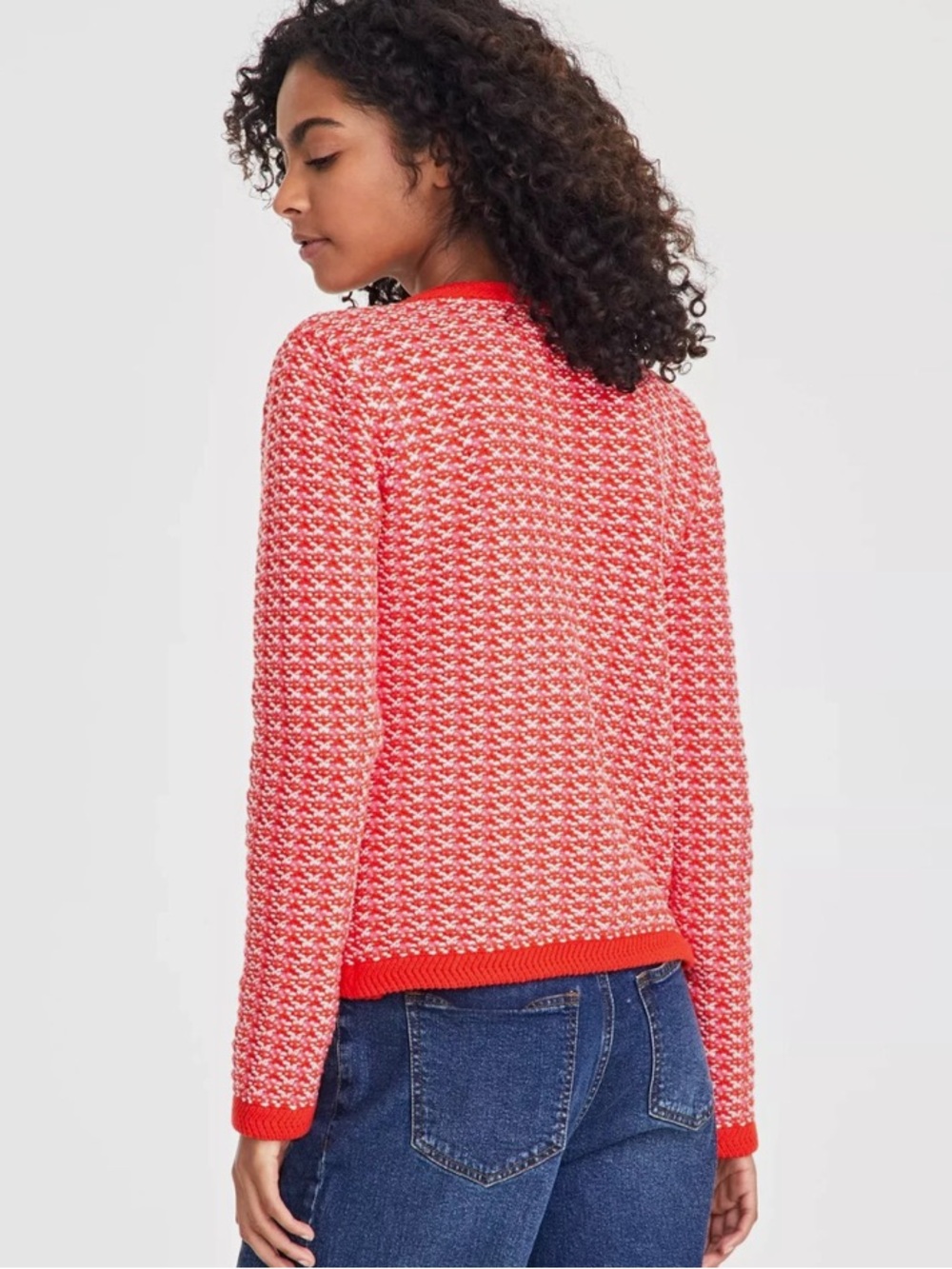 On 34th Macys jacquard medium Red Patterned Jacquard Women's Cardigan Sweater - Picture 3 of 4